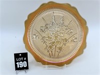 Vintage Orange Iridescent Carnival Glass Platter