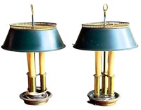 (2) 3 bulb lamps w/tin shades, 22"H