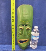 african tribal green painted mask -14in tall
