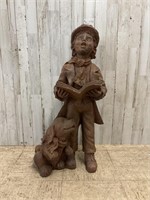 24" Boy Singing With Dog Garden Statue