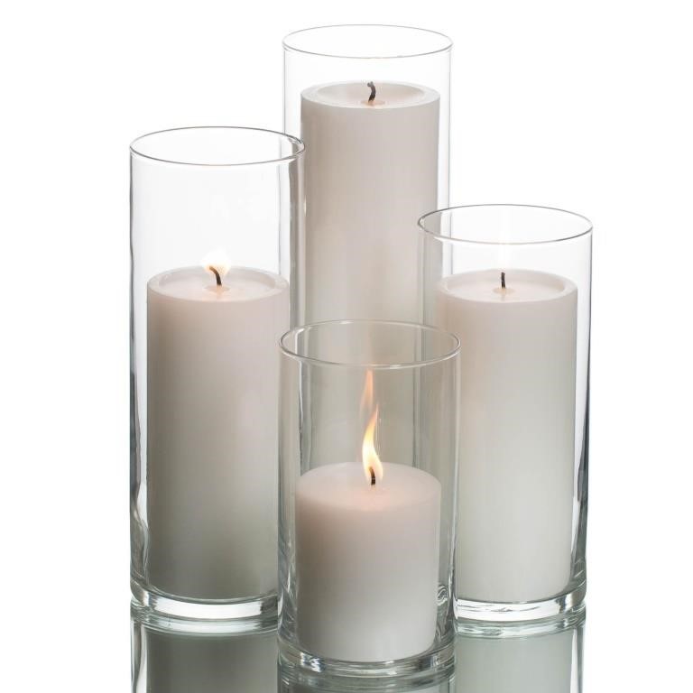 Pillar Candles Cylinder Holders Set of 4. See