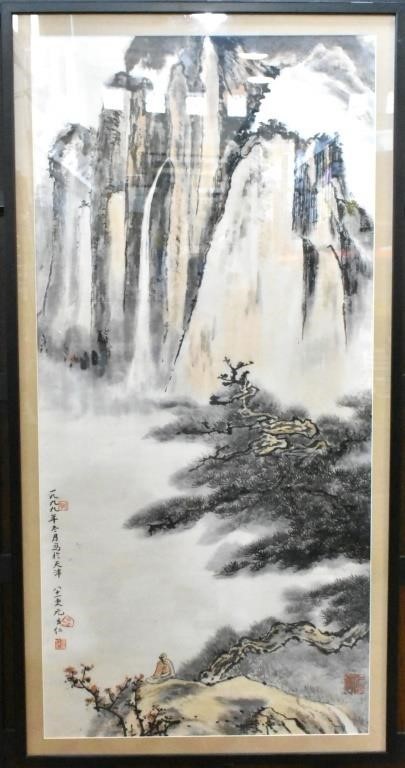 LARGE CHINESE LANDSCAPE PAINTING ON PAPER