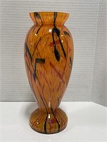 Art Glass Vase Orange Tones - 10 " tall