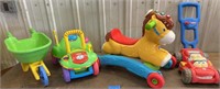 Toddler toys : wheel barrow , riding toys and