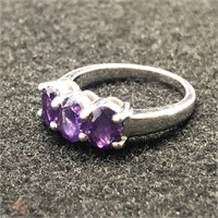 STERLING SILVER AMETHYST RING SIZE 7