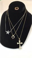 3qty . necklaces** cross 18 inches, box chain  **