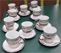 Pewter & Porcelain Cup & Saucer Set By: Ambacht