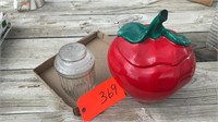 APPLE COOKIE JAR -GLASS CONTAINER