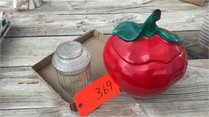 APPLE COOKIE JAR -GLASS CONTAINER
