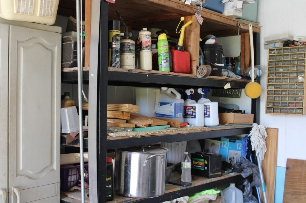 Garage Shelves and Contents