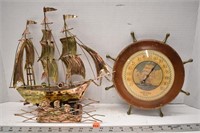 Metal sailing ship music box (needs repair) and
