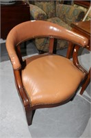Leather upholstered tub chair,