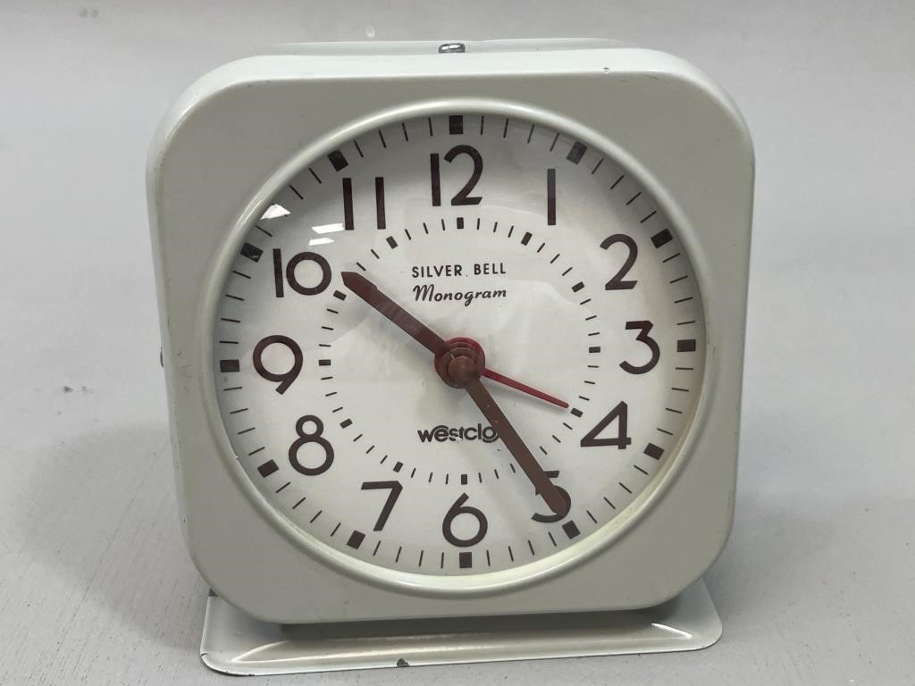 Westclox Silver Bell Monogram Alarm Clock 1950s