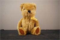 Antique Yellow Mohair Teddy Bear with Yellow Bow