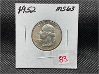 1952 WASHINGTON QUARTER MS63