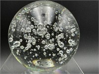 LARGE CONTROLLED BUBBLE ART GLASS PAPERWEIGHT