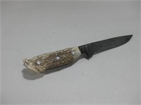 8.5" Damascus Knife W/Antler Handle Blade 4"