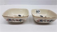 PAIR OF LENNOX SQUARE BIRD DISHES