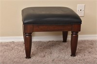 Small Upholstered Stool with Wood Legs