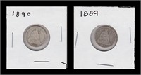 US Coins 2 - Seated Liberty Dimes 1889, 1890