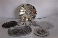 Vintage metalware pewter trays & More