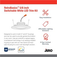 Juno White 5/6in 860L Switchable LED Downlight