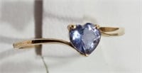 10K Yellow Gold Iolite Heart Shaped Ring,