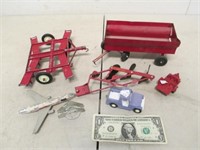 Lot of Vintage Red Metal Farm Toys & Add'l Toys