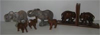 (7) Elephant items including pair of wood