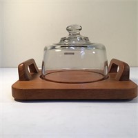 TEAK / GLASS DOME SERVING