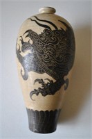 Fine Asian Antique Pottery Vase 13.5"H