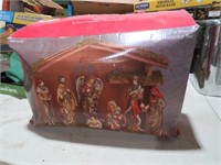 9 PC CERAMIC NATIVITY SET NIB