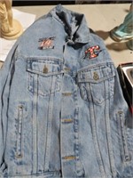 HAGGAR BLUE JEAN RACING JACKET SIZE LARGE