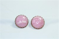 Pair of Pink Stone Round Ear Clip-Ons