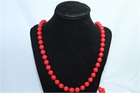 Red Faux Pearl Necklace