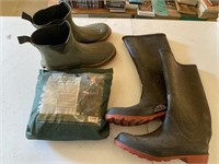 Rubber Boots 11-12  2 pc xx large Nylon Rainsuit