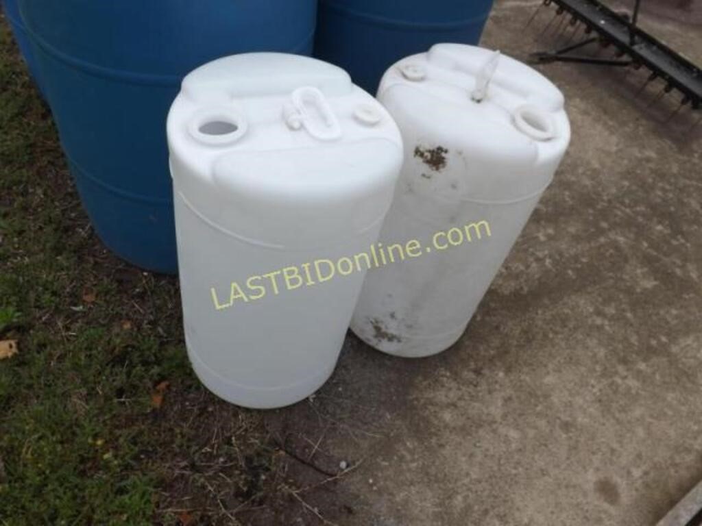2 White Poly 15 gallon Drums / Barrels