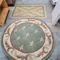 2 Area rugs 48" round rug, and area 27"×45"