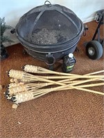 Metal Firepit, 7 Tiki Torches & Torch Fluid