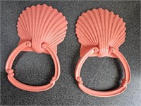 Shell Bath Towel Holders Coral Painted Plastic