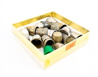 Box of (20) Thimbles (Possible Sterling, Brass,