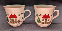 2 Retired Jamestown China Joy of Christmas Mugs A