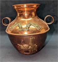 Vintage Copper Llama Urn Vase
