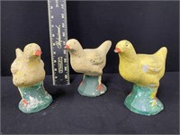 Group of Vintage Concrete Chickens