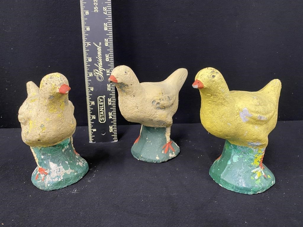 Group of Vintage Concrete Chickens