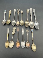 14 Vintage Collectible Spoons