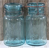 Pair of Quart Jars w/Glass Lids