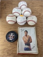 6 signed baseballs , signed nitro picture. Ho key