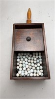 Antique Ballot Box with White Glass Balls