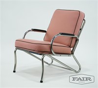 Metal Deck-Style Chair w/ Pink Cushions